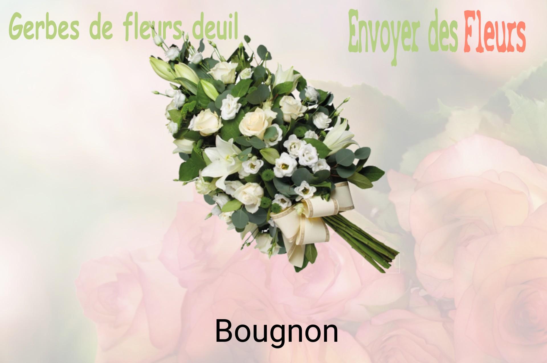 Gerbe de fleurs de deuil livrée à Bougnon